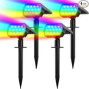 Solar Spot Lights Outdoor Color Changing,[7 Modes/4 Pack] Christmas IP65 Waterproof Landscape Spotlights, Dusk to Dawn Solar Powered Security Light for Patio Gate Walkway Pool Garden Yard Driveway by GreenHaven Gardens