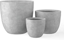 Kante 18",14",10" Dia Concrete Round Planters (Set of 3), Outdoor Indoor Large Planter Pots with Drainage Hole and Rubber Plug for Home Patio Garden, Natural Concrete by GreenHaven Gardens