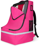 Car Seat Travel Bag for Airplane,Infant Seat Travel Bag with Shoulder Strap,Padded Car Seats Backpack with Reflective Stripes,Large Carseat Carrier Bag Travel Car Seat Cover,Pink by TinyTreasures Baby Boutique