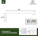 Kingsyard 2-Pack Wall Plant Hanger Outdoor - Heavy Duty Metal Hanging Bracket Hooks for Hanging Plant Bird Feeders Lanterns Wind Chimes Outdoor & Indoor, 15-Inch/White by GreenHaven Gardens