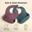 KeaBabies 2-Pack Silicone Baby Bibs for Eating - Sturdy Food-Grade Silicone Bibs for Babies Girl, Boy, Large Food Catcher, Clean & Put On Easily, Waterproof Toddler Feeding Essentials (Rocky) by TinyTreasures Baby Boutique