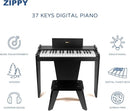 ZIPPY Kids Piano Keyboard, 37 Keys Digital Piano for Kids, Music Educational Instrument Toy, Wood Piano for 3+ Girls and Boys (Black Basic) by TinyTreasures Baby Boutique