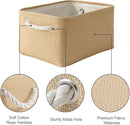 Organization and Storage Basket for Gifts Empty - 16x12x8 inch Large 4 Pack Fabric Storage Cube Collapsible Baskets for Shelves with Handles, Storage Box for Cloth Books Laundry Canvas(Beige) by TinyTreasures Baby Boutique