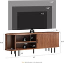 63" TV Stand with Power Outlet, Modern Media Console with Sliding Doors, Entertainment Center for TVs up to 60 Inch, Adjustable Shelves, Walnut by CozyNest Decor