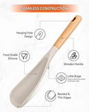 Cooking Spoon for Nonstick Cookwares, Great for Cooking and Serving Sturdy BPA-Free Matte Silicone, Wood Handle Spoon for Mixing, Scoop, and Scrape (2 Pack of Khaki, 11.4 inch) by CozyNest Decor