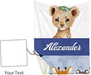 Personalized Baby Crib Bedding Set for Baby Boys Girls, Blue Leopard Pattern Custom Name Baby Crib Sets 5-Pcs, Toddler Double Layer Blanket Fitted Sheets Changing Pad Cover Rug Wall Art Set by TinyTreasures Baby Boutique