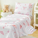 PERFEMET 4 Pieces Bow Comforter for Toddler Girls Reversible Bowknot Pink Toddler Bedding Set Ultra Soft Lightweight Princess Crib Bed Set with Sheets by TinyTreasures Baby Boutique