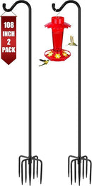 Gtongoko 2 Pack 108 Inch Tall Shepherds Hooks for Outdoor Bird Feeders, Heavy Duty Bird Feeder Pole Stand, Adjustable Hanger for Plant, Lights, Lanterns Wedding Decor with 7 Prongs Base by CozyNest Decor