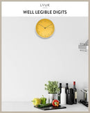 LUUK LIFESTYLE 10” Quartz Wall Clock with Silent Movement, Timeless Scandinavian Design, Kitchen Wall Clock, Decoration for Children's Room, Yellow and Silver by CozyNest Decor
