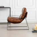 DUOMAY Mid-Century Accent Chair Armchair, Comfy PU Leather Leisure Chair Lazy Chair with Brozen Metal Leg for Living Room Bedroom Office Apartment, Brown by CozyNest Decor