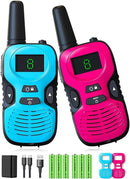 Walkie Talkies for Kids Long Range - Kid Walkie Talkies with Replaceable Shell Backlit LCD Flashlight 3 Miles Range - Toys for 5-7 Year Old Boys and Girls (2 Pack - Rechargeable) by TinyTreasures Baby Boutique