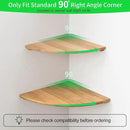 Corner Shelves, Floating Corner Shelf, Set of 2 12inch Solid Oak Wood Wall Shelves, Round End Wall Mount Display Shelf with Wire Hole for Bedroom Kitchen, Living Room by CozyNest Decor
