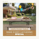OEF Furnishings Heavy Duty Blow Molded Folding Picnic Table - Brown, Brown Frame by GreenHaven Gardens