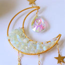 Crystal Suncatcher Hanging Moon Sun Light Catcher with Glass Prisms for Window Natural White Spar Crystal Decor Home Indoor Making Rainbows by GreenHaven Gardens