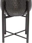 CosmoLiving by Cosmopolitan Metal Indoor Outdoor Planter Large Planter Pot with Removable Stand, Set of 2 Planters 19", 17"H, Black by GreenHaven Gardens