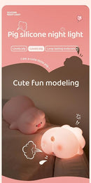 ATSUI Pig Night Light for Kids, Food Grade Silicone, Rechargeable, Tap Fun Kawaii Lamp for Kids Room, Adjustable Brightness, Cute Stuff for Boys Girls, Cute Gifts for Baby Children by TinyTreasures Baby Boutique
