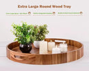 Extra Large Round Serving Tray, 20INCH, Heavy Duty Acacia Wood Trays for Big Ottoman Coffee Table Counter Giant Decorative Organizer Tray, Huge Kitchen Serveware Cheese Board Charcuterie Tray by CozyNest Decor