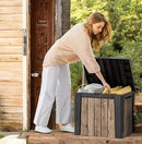 Outdoor Storage Box, Wood-Look Resin Deck Container, Indoor/Outdoor Storage, Ash Wood Brown (30 Gallon) by CozyNest Decor