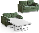 CHIC HOUSE Pull Out Sofa Bed, Full Size Sleeper Sofa, 2-in-1 Convertible Chenille Couch with USB Charging, Memory Form Couch for Living Room, Apartment & Small Space (Green, Chenille - Full) by CozyNest Decor