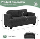 Sofa Couch, 3 Piece Set Comfy Sofa, 2 Loveseat & 3 Seater Sofa with Deep Seats for Living Room, Modern Sleeper Couch, Dark Grey Chenille by CozyNest Decor