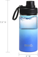 DRINCO Stainless Steel Water Bottle Spout Lid Vacuum Insulated Double Wall Water Bottle Wide Mouth (40oz 32oz 22oz 18oz 14oz) Leak Proof Keeps Cold or Hot (14 oz, 14oz Morning Sky Blue) by CozyNest Decor