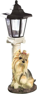 Bits and Pieces - Solar Yorkie Lantern-Solar Powered Garden Lantern - Resin Dog Sculpture with LED Light by GreenHaven Gardens