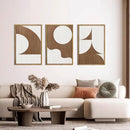 Large Abstract Brown and Beige Wall Art Set Modern Geometric Wood Grain Wall Decor Minimalist Neutral Mid Century Artwork Bohemian Art Decor for Living Room Bedroom Office-16x24Inch x3 by CozyNest Decor