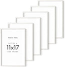 HAUS AND HUES Set of 6 11x17 Picture Frame - 11x17 Frames Wood Picture Frames, Collage Picture Frame 11x17 Wooden Frames, 11x17 Poster Frame Wooden Picture Frames Collage Wall Decor (White Oak) by CozyNest Decor