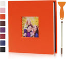 RECUTMS Small Photo Album Self Adhesive Scrapbook Magnetic Photo Albums for 4x6 5x7 8x10 Pictures for Baby Family Wedding 40 Pages with Metal Pen and Plastic Board (Orange) by TinyTreasures Baby Boutique