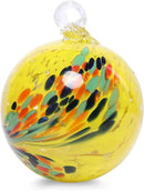 VCUTEKA Hanging Garden Gazing Ball, Hand-Blown Glass Witch Ball for Outdoor Garden Décor, 6" Yellow Swirl by CozyNest Decor