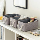 TheWarmHome Foldable Small Storage Baskets with Strong Cotton Rope Handles [6-Pack] Gray Collapsible Storage Bins Set Works Room Storage, Nursery Baskets by TinyTreasures Baby Boutique