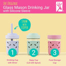 Elk and Friends Kids & Toddler Cups | The Original Glass Mason jars 8 oz with Silicone Straws with Stoppers | Smoothie Cups | Spill Proof Sippy Cups for Toddlers | 4 Pack by TinyTreasures Baby Boutique