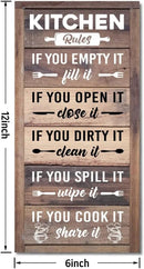 Hanging Kitchen Rules Wood Decor Sign, Rustic Kitchen Wooden Signs, Printed Wood Wall Art Sign, Kitchen Door Rules Rustic Sign, Hanging Wood Sign Kitchen Decor, Funny Farmhouse Kitchen Wall Décor by CozyNest Decor
