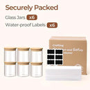 ComSaf Airtight Glass Food Storage Jars Set of 6, 0.6 Qt Clear Glass Food Storage Container with Sealing Wooden Lid, Stackable Spice Jar, Round Kitchen Canister for Sugar, Tea, Coffee bean, Pasta, Oat by CozyNest Decor