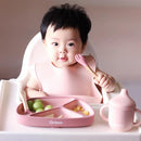 Ginbear Silicone Baby Spoons and Forks Self-feeding 12-18 Months, Soft Tip Baby Flatware Sets for Boy, Toddler Feeding Utensils for Child, 4 Piece Set (Gray/Blue) by TinyTreasures Baby Boutique