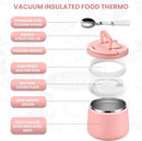 Soup Thermo for Hot Food Kids 14oz Lunch Containers with Buckle Lid Wide Mouth Hot Food Jar Vacuum Insulated Stainless Steel Bento Box Leakproof with Spoon(Pink) by TinyTreasures Baby Boutique