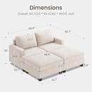 Nolany Corduroy Sectional Couch with Storage Ottoman, Sleeper Sectional Sofa, Modular Sectional Couches for Living Room, Beige by CozyNest Decor