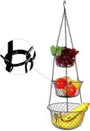 malmo 3-Tier Wire Fruit Hanging Basket, Vegetable Kitchen Storage Basket, Iron Wire Black (Basket2024) by CozyNest Decor
