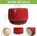 G EPGardening Ceramic Pot for Plants - 6 Inch Plant Pot with Drainage and Ceramic Tray, Modern Living Room Decor, Planter for Housewarming Gifts New Home, Red by GreenHaven Gardens