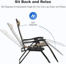 Nazhura Set of 2 Relaxing Recliners Patio Chairs Adjustable Steel Mesh Zero Gravity Lounge Chair Beach Chairs with Pillow and Cup Holder Khaki (Kahki) by CozyNest Decor