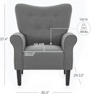 BELLEZE Modern Accent Chair, High Back Armchair, Upholstered Wingback Side Chair, Padded Single Sofa with Wooden Legs for Living Room, Bedroom - Gray by CozyNest Decor