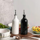 Sweejar Ceramic Olive Oil Dispenser Bottle, 20 Oz Relief Opaque Oil Cruet Protects Oil To Reduce Oxidation, Suitable for Storage Oil, Vinegar, Soy Sauce, Coffee Syrup, Liquids, Set of 1 (Black) by CozyNest Decor