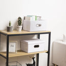 PRANDOM Collapsible Storage Box with Lid [1-Pack] Leather Fabric Foldable Storage Bin Organizer Container Basket Cube with Cover for Home Bedroom Closet Office Nursery White (13.6x9.6x6.9) by TinyTreasures Baby Boutique