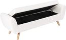 HomePop Modern Storage Bench with Wood Legs Home Décor|Bench with Storage for Living Room & Bedroom - Sherpa Cream by CozyNest Decor
