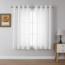 MIUCO Light Filtering Faux Linen Curtains - 63 Inch Length for Bedroom & Living Room, Pure White Floral Embroidered Solid Mix and Match, Semi Sheer Grommet Farmhouse Drapes, 2 Panels Set by CozyNest Decor
