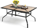 PHI VILLA Outdoor Dining Table for 6, Rectangular Metal Wrought Iron Table with Polywood Tabletop and Umbrella Hole, Large Heavy-Duty Furniture for Patio, Deck, Yard, Porch by GreenHaven Gardens