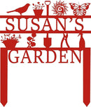Personalized Garden Sign, Custom Garden Tools Sign with Stakes, Garden Sign with Last Name, Personalized Flower Garden Name Sign, Yard Sign, Lawn Sign, Custom Family Name Garden Sign, Farmhouse Decor by CozyNest Decor