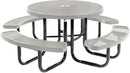 Coated Outdoor Furniture Heavy-Duty Portable Outdoor Picnic Table with Umbrella Hole, Expanded Metal Commercial-Grade Patio Dining Furniture Made in America (46" Round Top, Grey) by GreenHaven Gardens