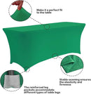 IVAPUPU 2 Pack 6FT Table Cloth for Rectangular Fitted Events Stretch Emerald Green Table Covers Washable Spandex Tablecloth Protector for Party, Wedding, Cocktail, Banquet, Festival by CozyNest Decor