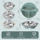 Stainless Steel Toddler Plates with Suction | Non-Slip Divided Baby Plates BPA Free & Non Toxic | Detachable Silicone Base| Dishwasher Safe | Unbreakable Kids Dinnerware 3-Pack by TinyTreasures Baby Boutique